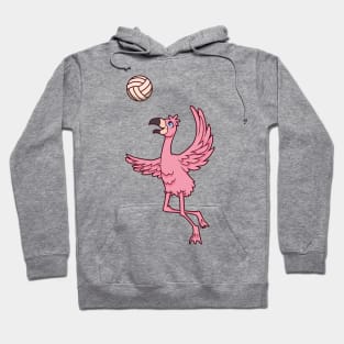 Cartoon flamingo playing volleyball Hoodie